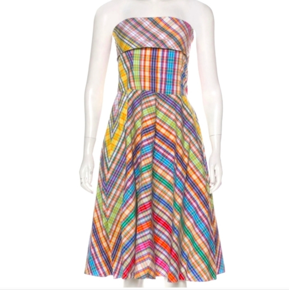 Ralph Luaren Madras Plaid Sleeveless Fit and Flare Tea Dress